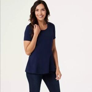 Isaac Mizrahi Live - Navy blue T Shirt Babydoll Hem